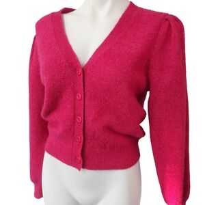 & Other Stories Paris Atelier Hot Pink Wool Cardigan XS Barbie Preppy‎